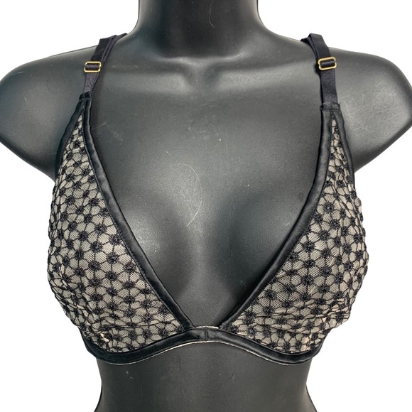 Victoria's Secret Other - Victoria’s Secret Starburst Black Lace Sheer Underwire Unlined Plunge Bra 36D